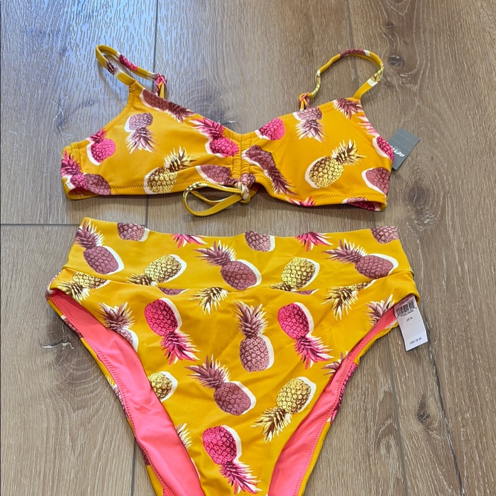 Aerie Yellow Pineapple Print Bikini Set
